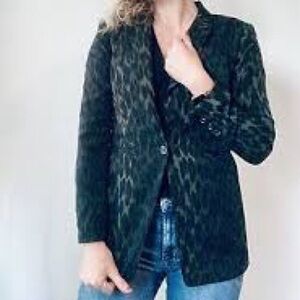 Vince Camuto Green Leopard Blazer sz 2